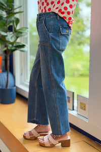 HR Crop Utility Pocket Straight Jeans - LV33