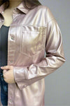 Metallic Faux Leather Shirt - Rose Gold
