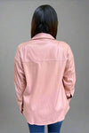 Oversized Faux Leather Shirt - Blush