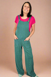 Sleeveless Solid Urban Ribbed Jumpsuit - Green