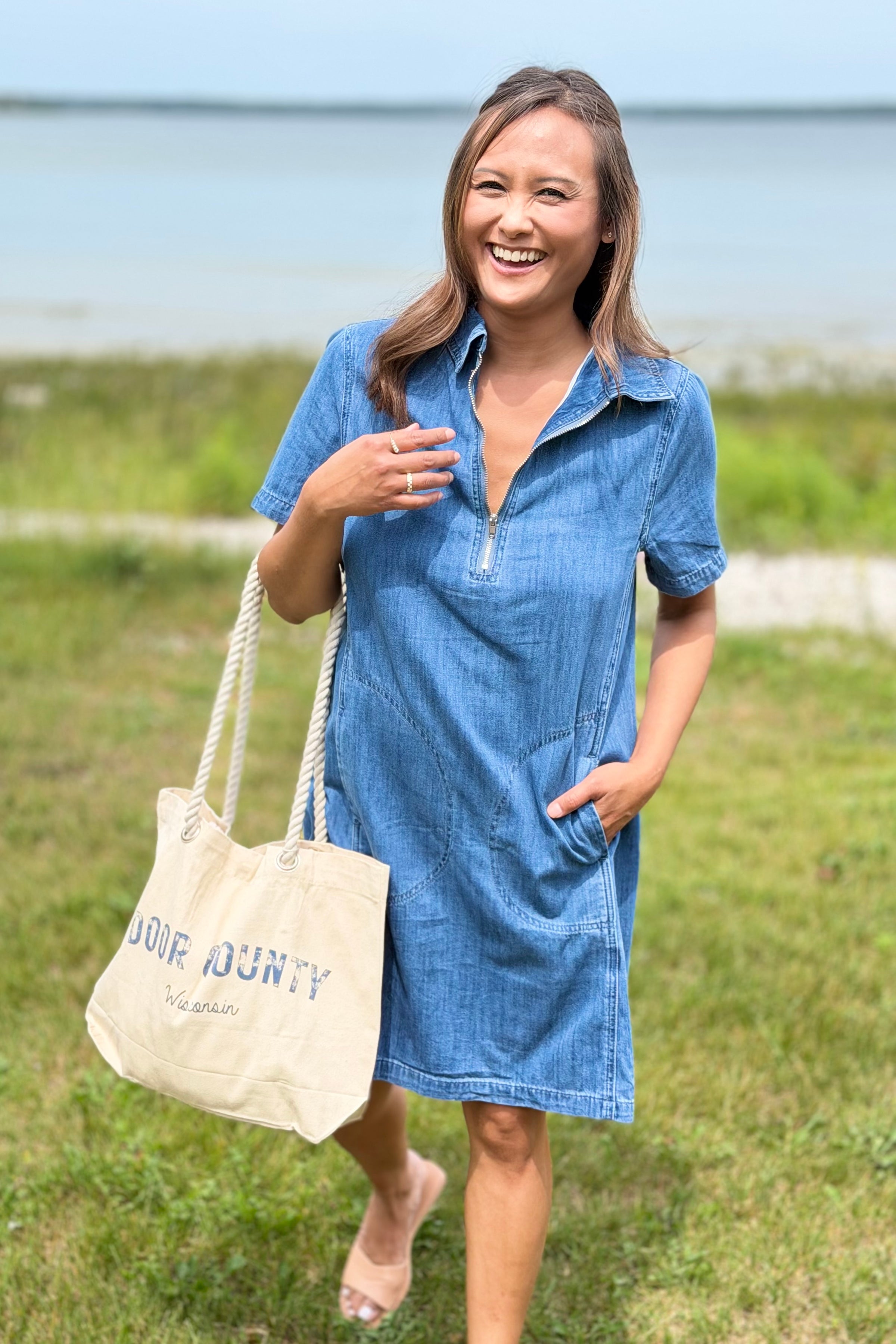 front zipper denim dress Zip-Up Tube Mini DARK Denim / M Authentic low Black Front Zip Denim Mini