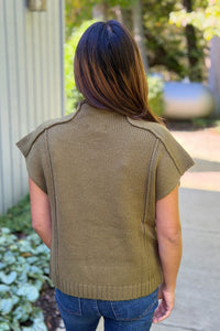 Crewneck Cap Sleeve Sweater - Olive