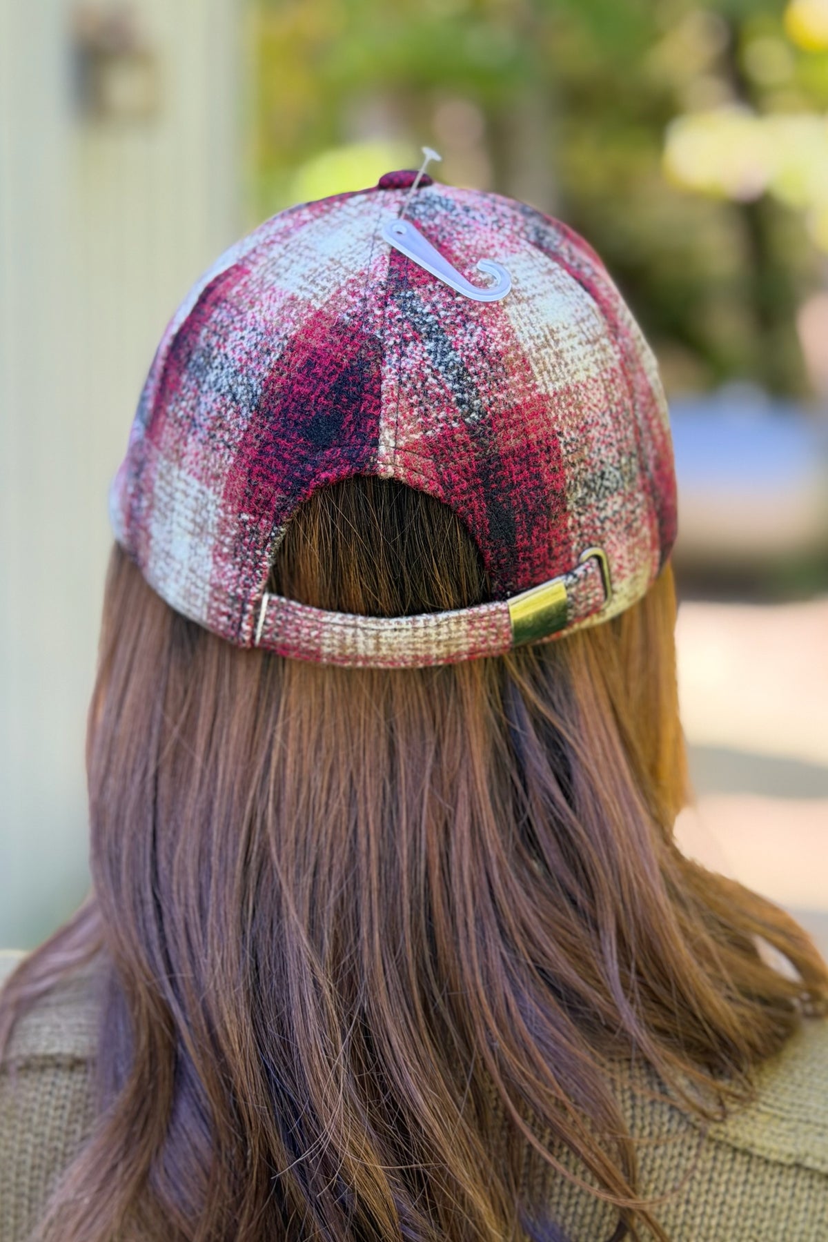 Plaid Curved Brim Baseball Cap - Brown