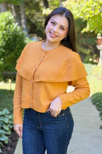 Cape Collar Cardigan - Pumpkin