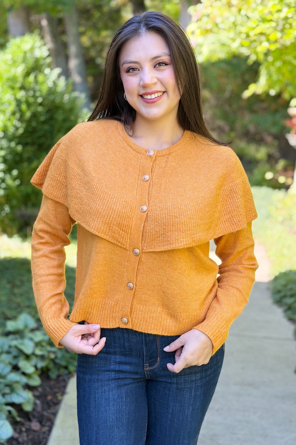 Cape Collar Cardigan - Pumpkin
