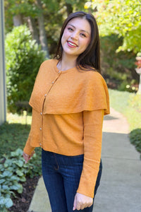 Cape Collar Cardigan - Pumpkin