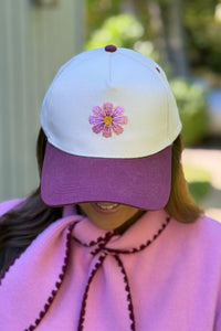 Pink Flower Trucker - Raisin