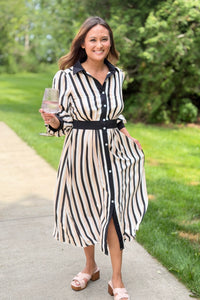 Stripe Button Down Shirt Dress