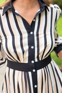 Stripe Button Down Shirt Dress