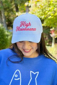 High Maintenance Striped Trucker - Navy
