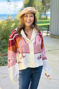 Western Scene Cardigan - Taupe