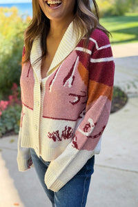 Western Scene Cardigan - Taupe