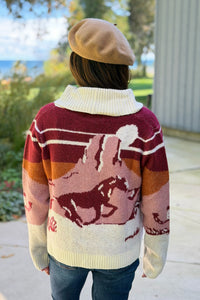 Western Scene Cardigan - Taupe