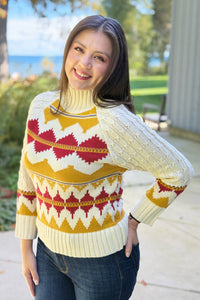 Fair Isle Turtleneck Sweater - Ivory