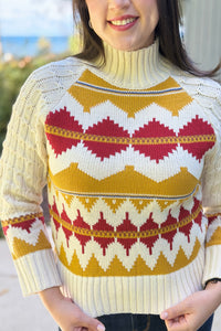 Fair Isle Turtleneck Sweater - Ivory