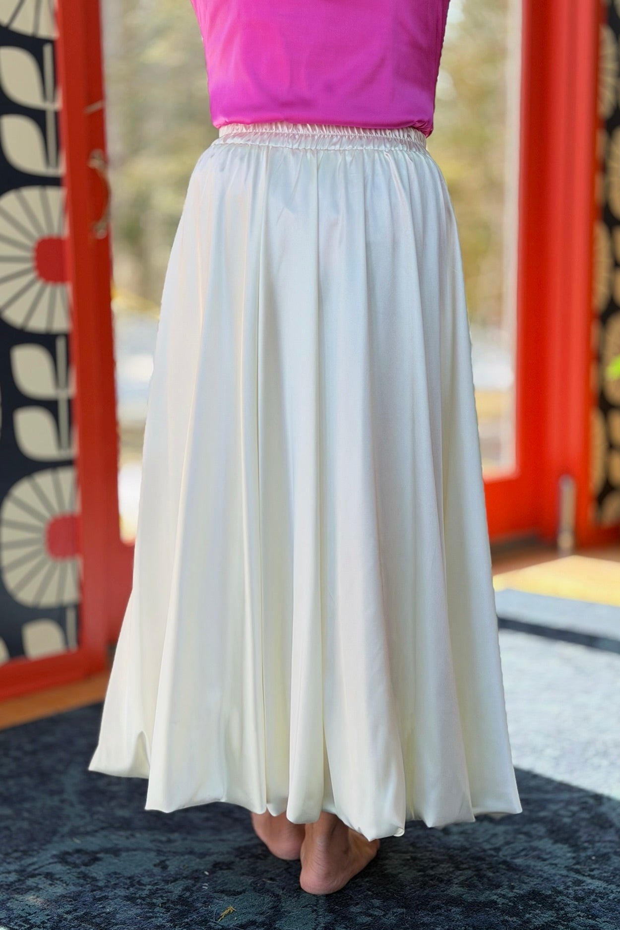 Solid Satin Bubble Skirt - Ivory