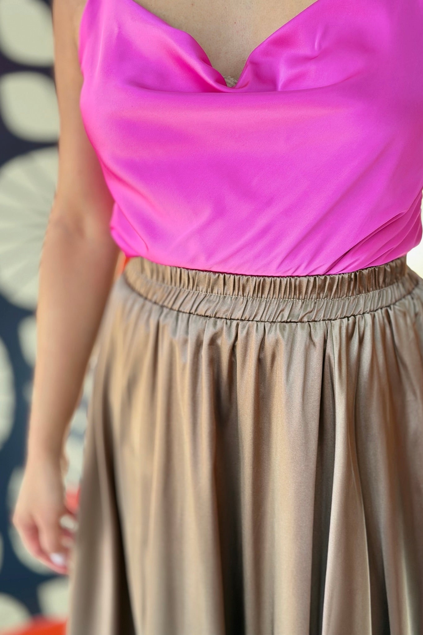 Solid Satin Bubble Skirt - Gold