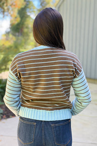 Heart Striped Sweater - Blue