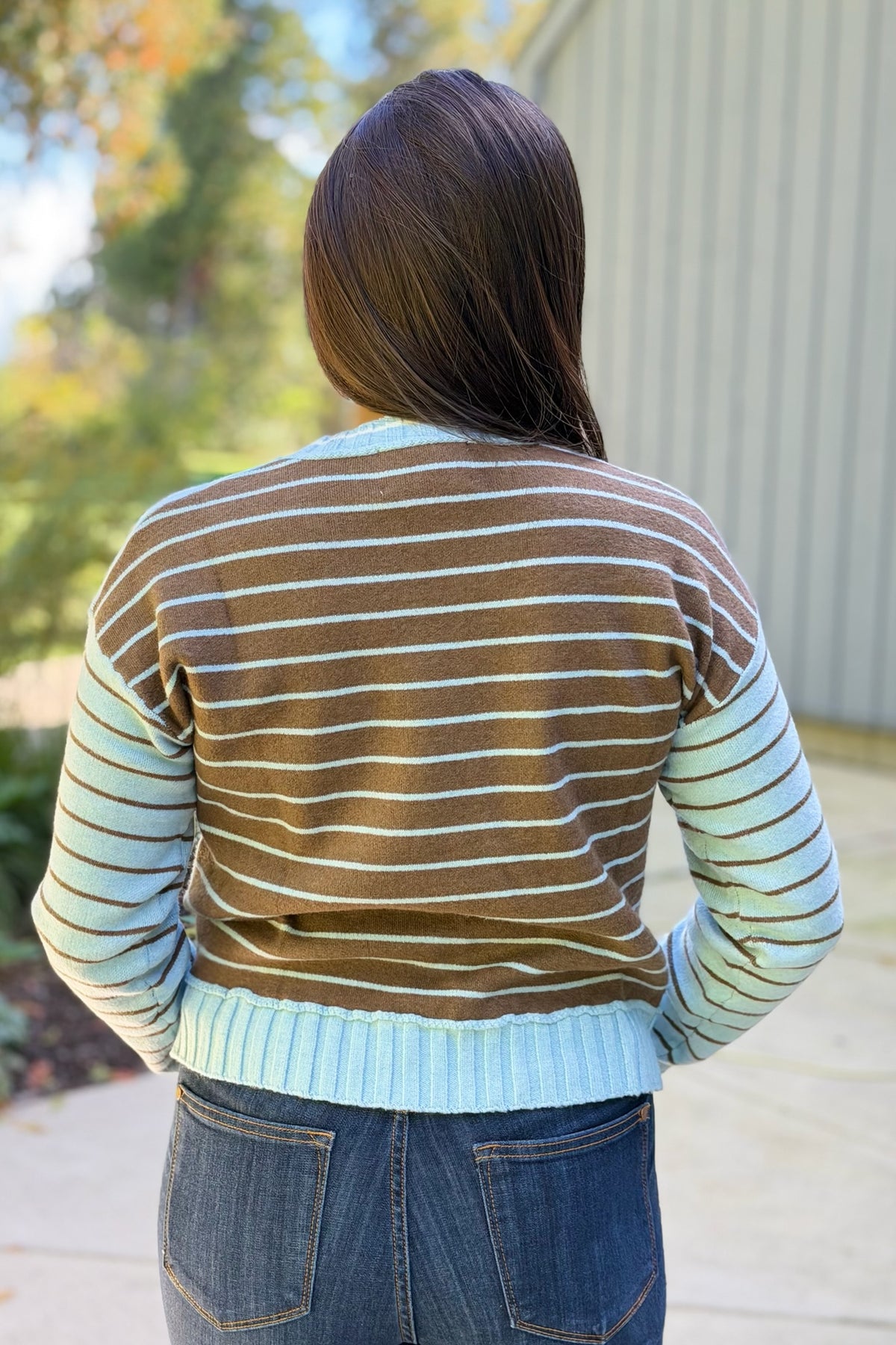 Heart Striped Sweater - Blue