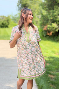 Floral Geometric Loose Mini Dress