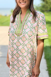 Floral Geometric Loose Mini Dress