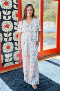 Tropical Floral Print Pants
