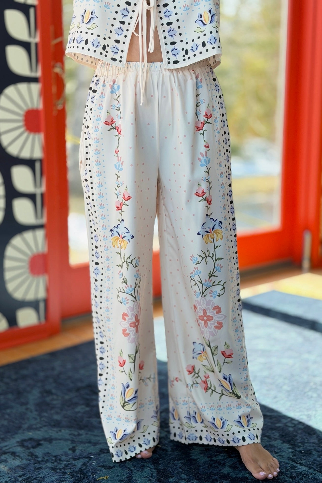 Tropical Floral Print Pants