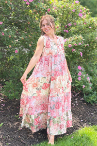 Floral Block Lace Maxi Dress