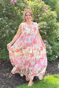 Floral Block Lace Maxi Dress