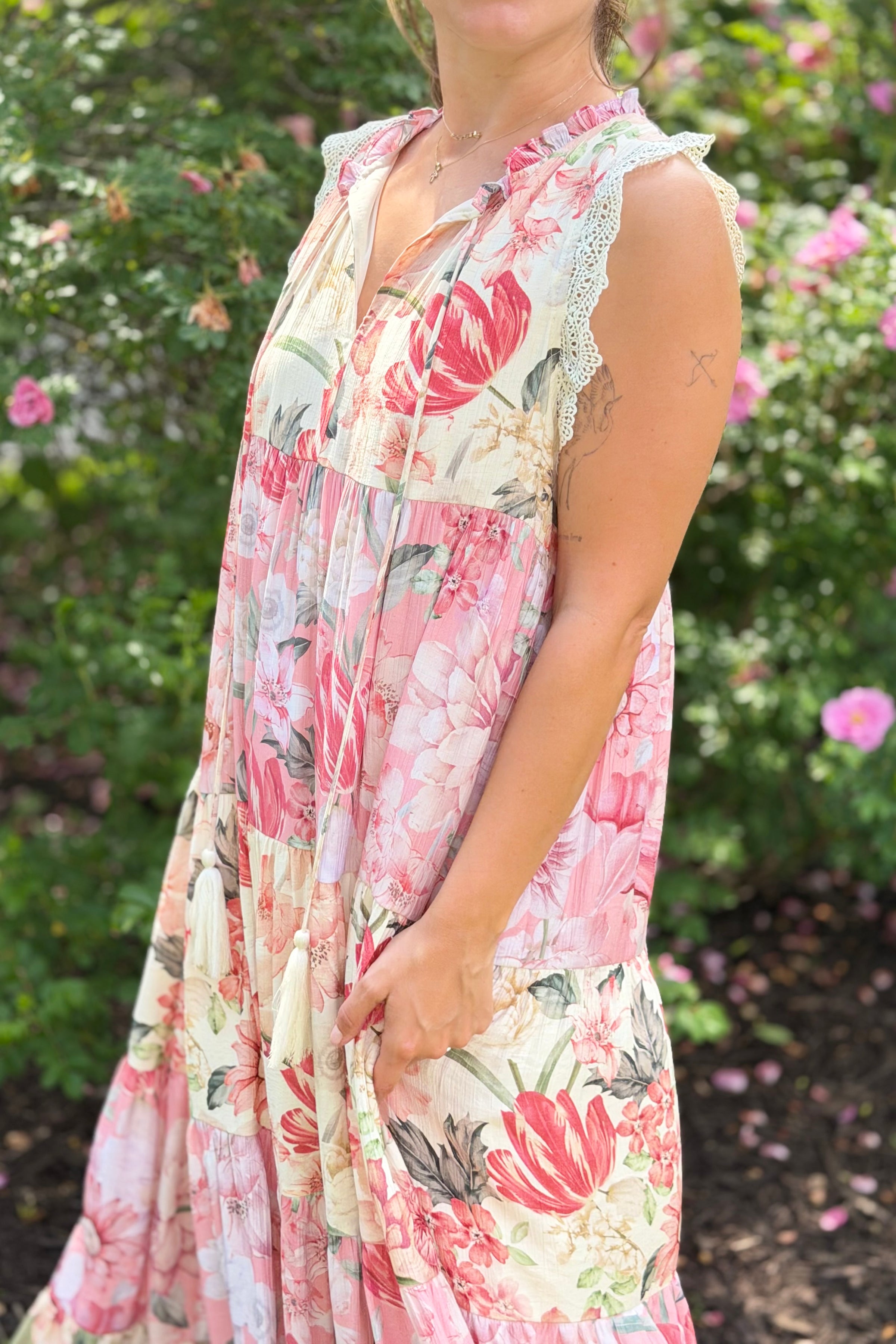Floral Block Lace Maxi Dress