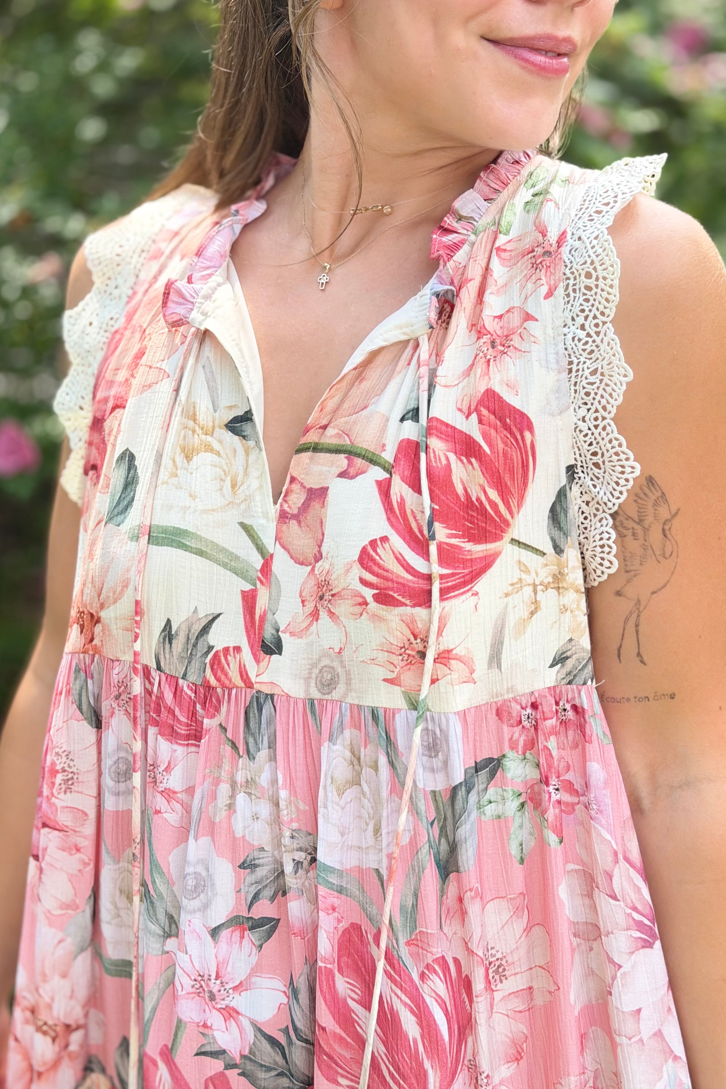 Floral Block Lace Maxi Dress