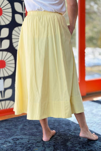 Elastic Waist Midi Skirt - Lemon