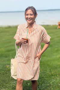 Pinched Turn-Up Cuff Shift Dress