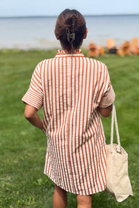 Pinched Turn-Up Cuff Shift Dress