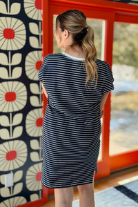 Side Slit Striped T Shirt Dress - Galaxy
