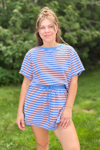 Stripe Elastic Waist Skort