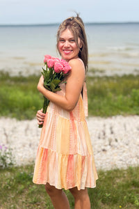 Tiered Spaghetti Strap Dress - Coral