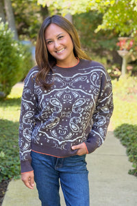 Paisley Knit Pullover Sweater