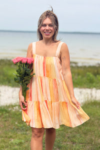 Tiered Spaghetti Strap Dress - Coral