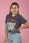 Rock N Roll Leopard Tour Top - Charcoal