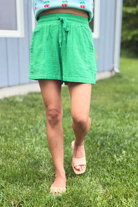 Drawstring Elastic Shorts - Kelly Green