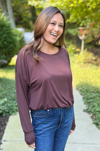Bamboo Bubble Hem Top - Brown