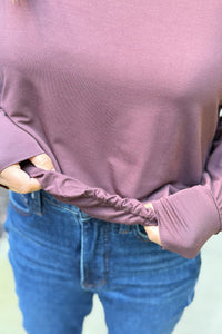 Bamboo Bubble Hem Top - Brown
