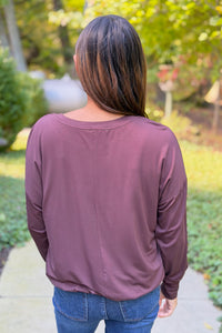 Bamboo Bubble Hem Top - Brown
