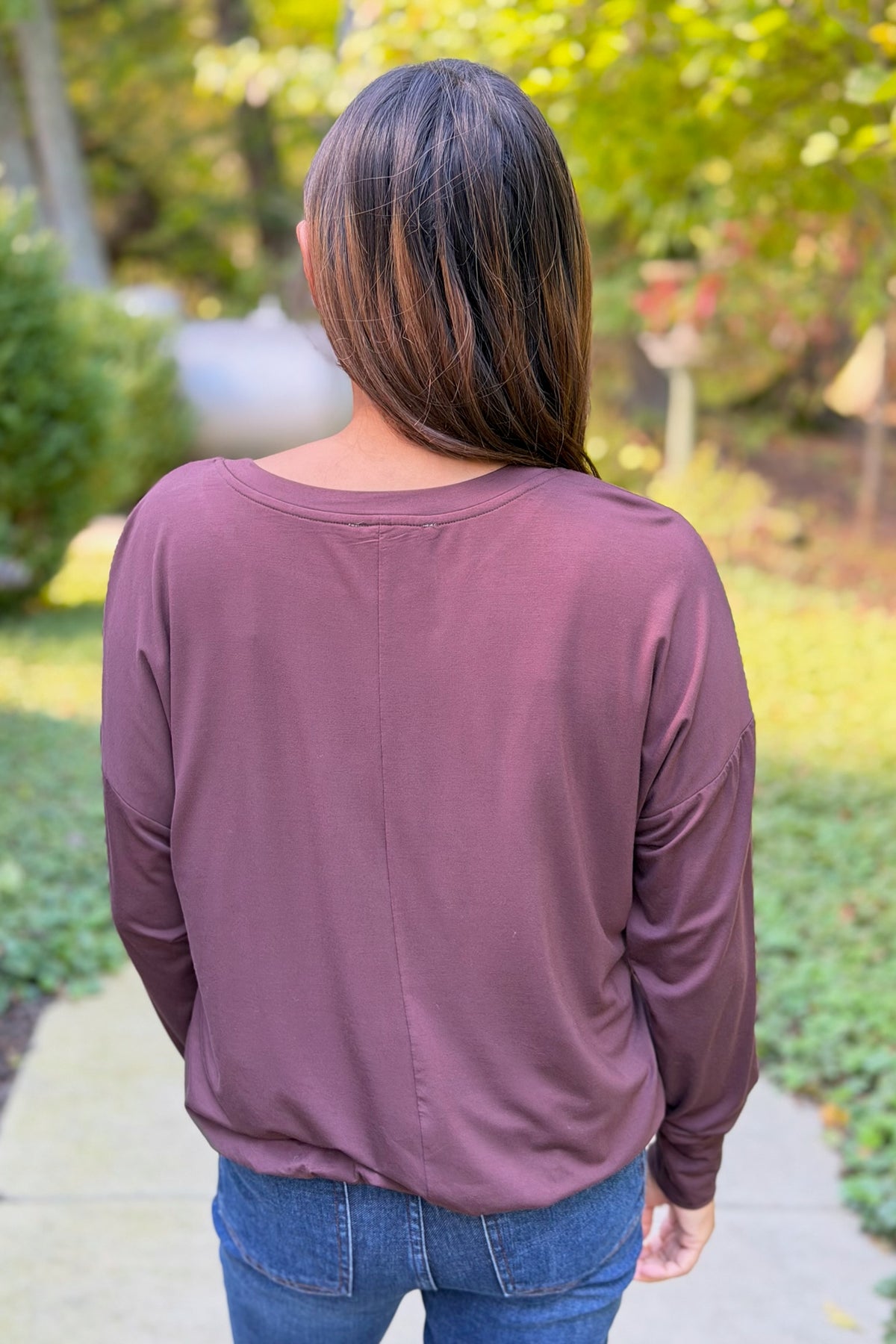 Bamboo Bubble Hem Top - Brown