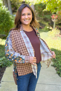 Button Down Color Block Oversized Top