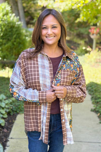 Button Down Color Block Oversized Top