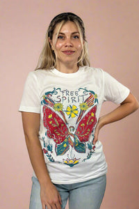 Giving Butterfly Free Spirit Graphic Tee White