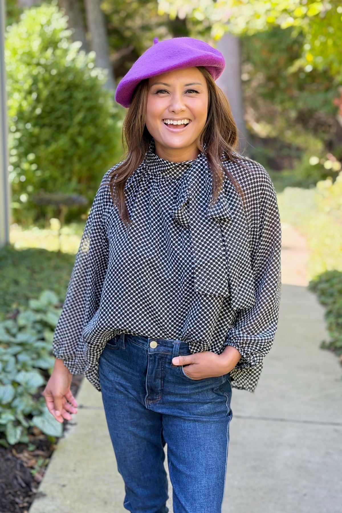 Solid Fuzzy Beret - Purple