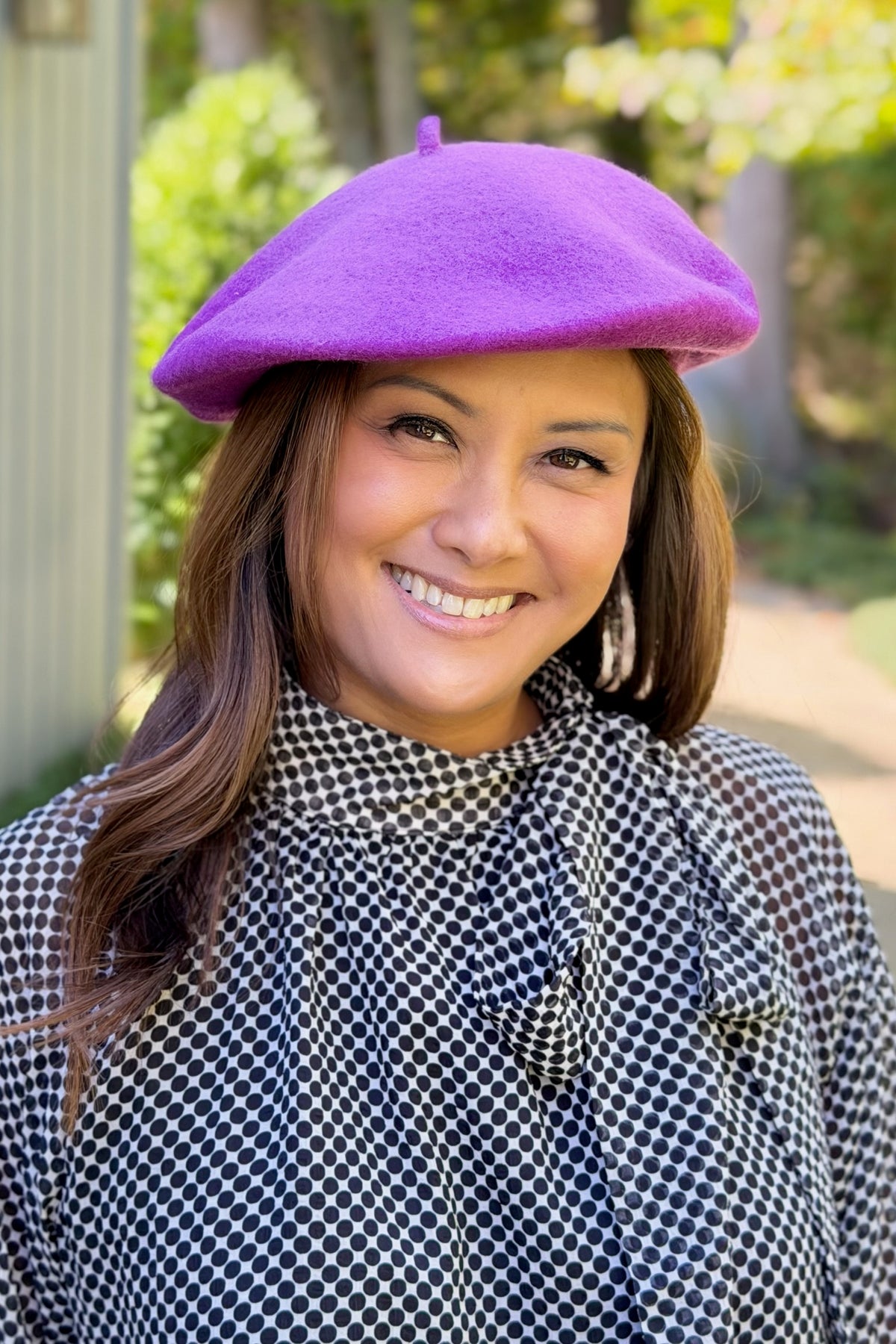 Solid Fuzzy Beret - Purple
